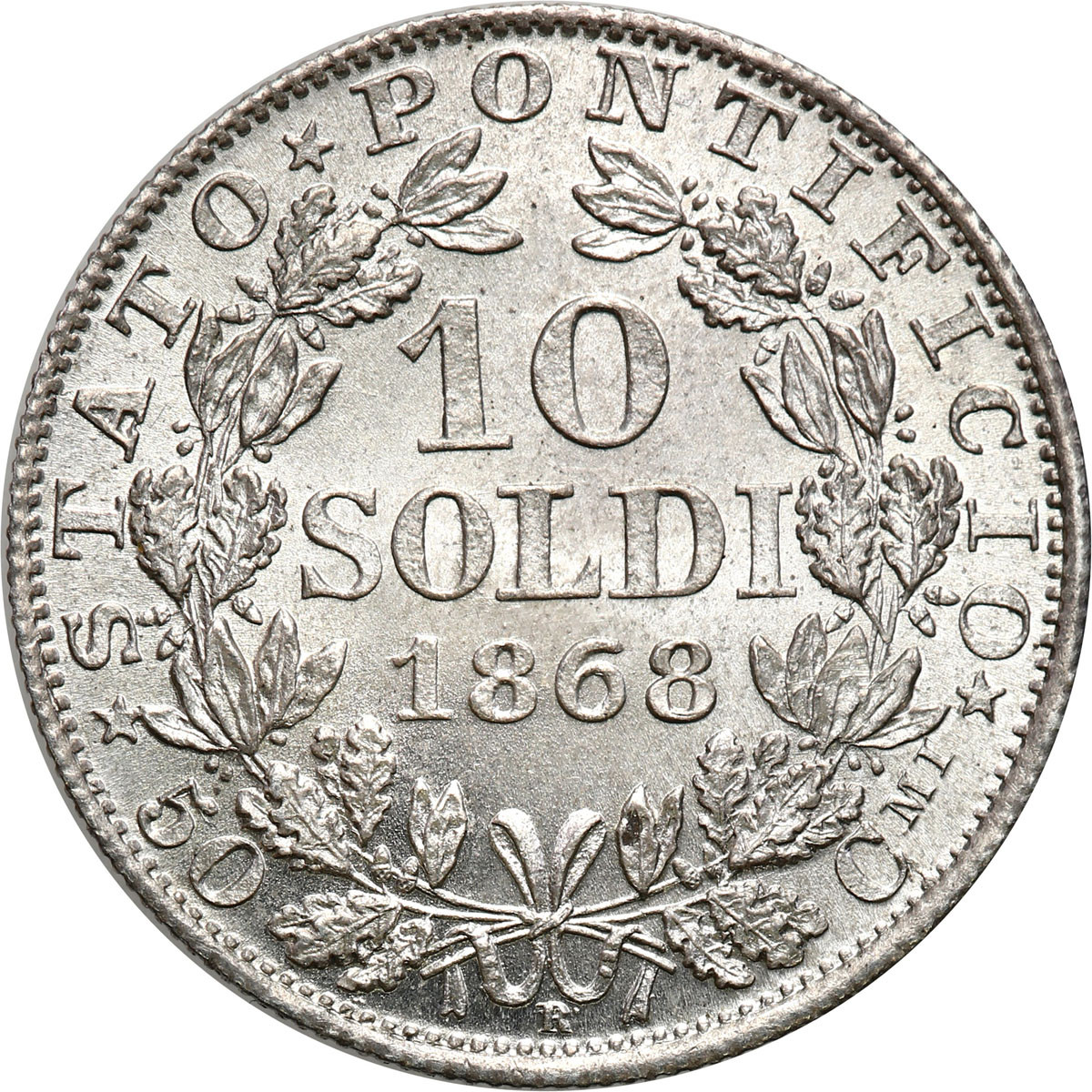 Watykan. Pius IX (1846-1878). 10 soldi 1868 R, Rzym